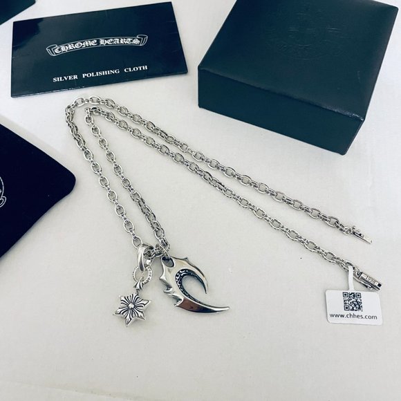 Chrome Hearts Vintage Wolf Tooth* Hexagram✡Pendant Alphabet Necklace - Picture 5 of 5